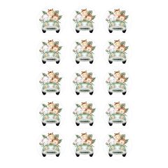 Papel de azúcar - 15 círculos iguales de 5 cm Nombre coche animalitos selva - Impresión comestible personalizada