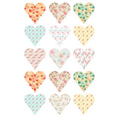 Papel de azúcar San Valentín corazones con flores estampadas 5 cm (15) - María Lunarillos