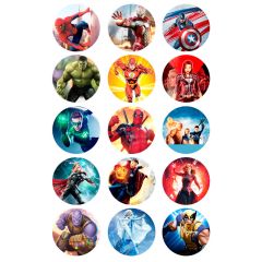 Papel de azúcar Superhéroes 5 cm (15) - María Lunarillos