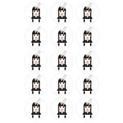 Papel de azúcar Wednesday Addams o Miércoles Addams 5 cm (15) - María Lunarillos