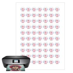Papel de oblea grueso - 70 fotos iguales en Círculos de 2 cm - Impresión comestible personalizada