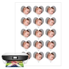 Papel multitransfer para merengues, chocolate e isomalt - 15 fotos iguales en Corazones de 5 cm - Impresión personalizada