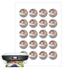 Papel multitransfer para merengues, chocolate e isomalt - 20 fotos iguales en Círculos de 4 cm - Impresión personalizada