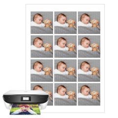 Papel multitransfer para merengues, chocolate e isomalt - 12 fotos iguales en Cuadrados de 6 cm - Impresión personalizada
