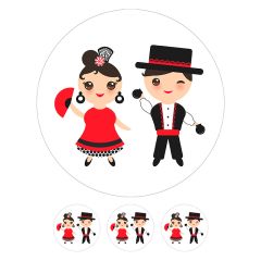 Papel de azúcar Pareja Flamencos 20 cm - María Lunarillos