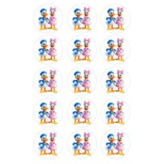 Papel de azúcar de Pato Donald y Daisy - 5 cm (15) - María Lunarillos