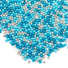 Perlas azules y plateadas metalizadas Fancy Choco Dragées 80 g - Happy Sprinkles