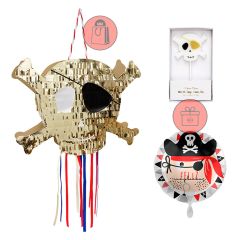 Piñata de calavera Pirates Bounty - Meri Meri + REGALOS globo foil y vela