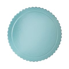 Plato redondo ondulado azul bebé metalizado 25 cm