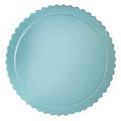 Plato redondo ondulado azul bebé metalizado 35 cm