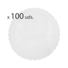 Pack 100 Platos redondos ondulados blancos 25 cm