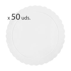 Pack 50 Platos redondos ondulados blancos 30 cm