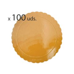 Pack 100 Platos redondos ondulados dorados 20 cm