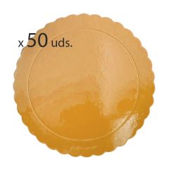 Pack 50 Platos redondos ondulados dorados 30 cm