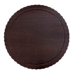 Plato redondo ondulado madera oscura 30 cm
