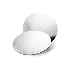 Plato redondo ondulado plateado efecto espejo 20 cm
