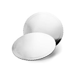 Plato redondo ondulado plateado efecto espejo 25 cm