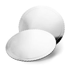 Plato redondo ondulado plateado efecto espejo 35 cm