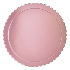 Plato redondo ondulado rosa bebé metalizado 35 cm