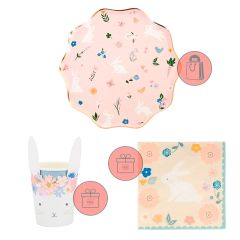 Platos con bordes ondulados Pascua 27 cm (8) - Meri Meri + REGALO vasos y servilletas