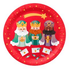 Platos de papel Reyes Magos 23 cm (8) - Liragram