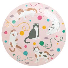 Platos de papel rosas gatos 22 cm (8) - My Little Day
