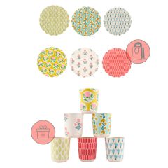Platos ondulados de plástico reciclado 25 cm (6) - Meri Meri + REGALO vasos