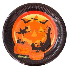 Platos de papel calabazas Halloween 23 cm (6) - Conver Party