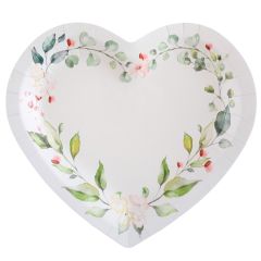 Platos de papel corazón flores 22 cm (10)