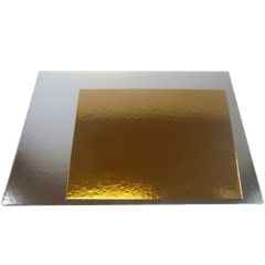 Platos cuadrados para tarta dorado y plateado 40,5 cm (3)