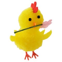 Pollito amarillo con flor 5 cm