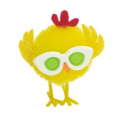 Pollito amarillo con gafas de colores 4 cm