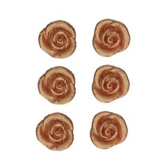 Rosas de mazapán bronce con purpurina 2,5 cm (6) - Funcakes