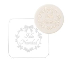 Sello para galletas personalizado Navidad corona acebo - Metacrilato grabado