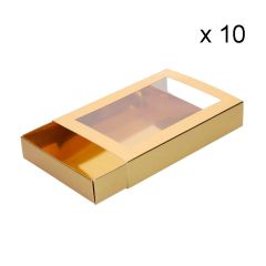 Cajas para turrón doradas con ventana 20 cm (10) - Funcakes
