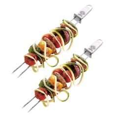 Pinchos dobles para brochetas de barbacoa con rascador Twinco 23 cm (2) - Acero inoxidable - Gefu