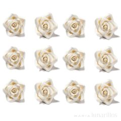 Flores Rosas grandes marfiles de azúcar 5 cm (24) - Decora