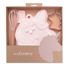 Espátula, batidor, molde y cortador unicornio - ScrapCooking