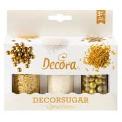 Sprinkles Mix metalizados blanco y oro 85 g (3) - Decora