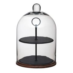 Stand de 2 niveles con campana de cristal - Pizarra - Kitchen Craft