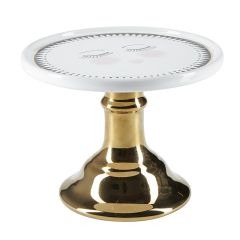 Stand de cerámica grande blanco y dorado guirnalda y cara 25 cm - Miss Étoile