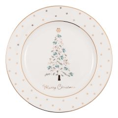 Plato de cerámica para postre Lucie Xmas White 20,5 cm - GreenGate