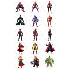 Oblea de Superhéroes y Superheroínas - 5 cm (15) - María Lunarillos