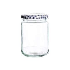 Tarro de cristal redondo con tapa vichy azul 370 ml - Kilner