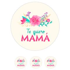 Papel de azúcar de Te quiero Mamá - 20 cm - María Lunarillos