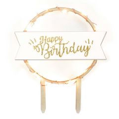 Topper de madera con LEDs Happy Birthday - ScrapCooking