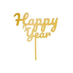 Topper para tartas dorado Happy New Year  12 cm