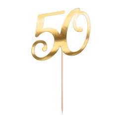 Topper número 50 dorado 12 cm - PartyDeco