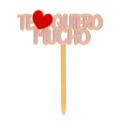 Topper dorado y rosa Te quiero mucho 11,5 cm - Dekora
