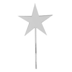 Topper estrella acrílica plateada efecto espejo 8 cm
